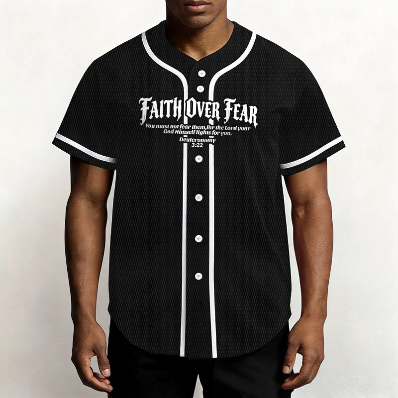 Christianartworkshop Faith Over Fear Deuteronomy 3:22 Crown of Thorns Cross Statement Baseball Jersey - image 8