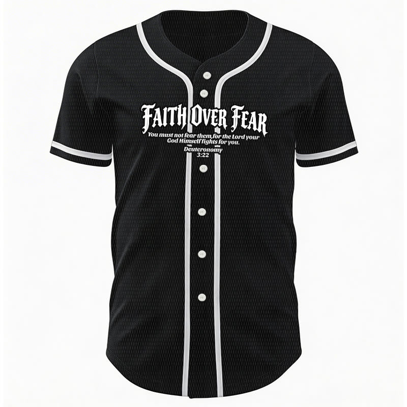 Christianartworkshop Faith Over Fear Deuteronomy 3:22 Crown of Thorns Cross Statement Baseball Jersey - image 10