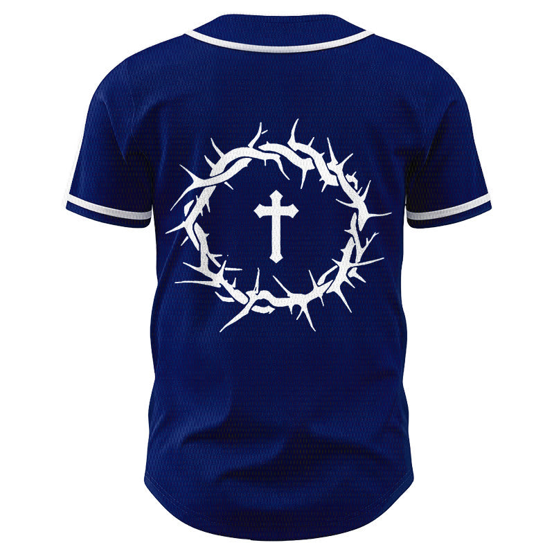 Christianartworkshop Faith Over Fear Deuteronomy 3:22 Crown of Thorns Cross Statement Baseball Jersey - image 27