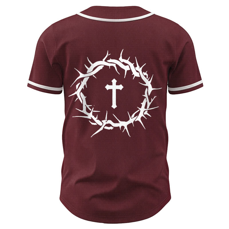 Christianartworkshop Faith Over Fear Deuteronomy 3:22 Crown of Thorns Cross Statement Baseball Jersey - image 41