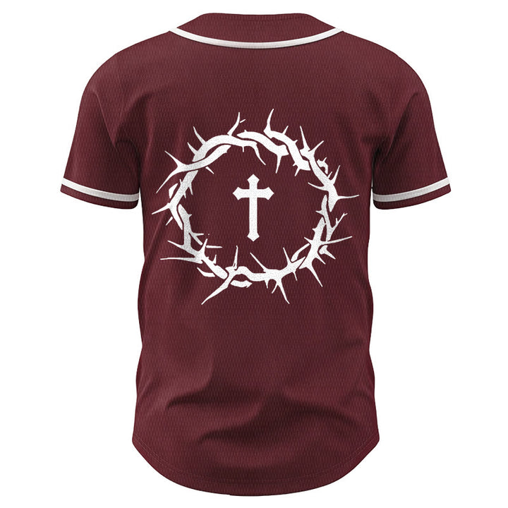 Christianartworkshop Faith Over Fear Deuteronomy 3:22 Crown of Thorns Cross Statement Baseball Jersey - image 41