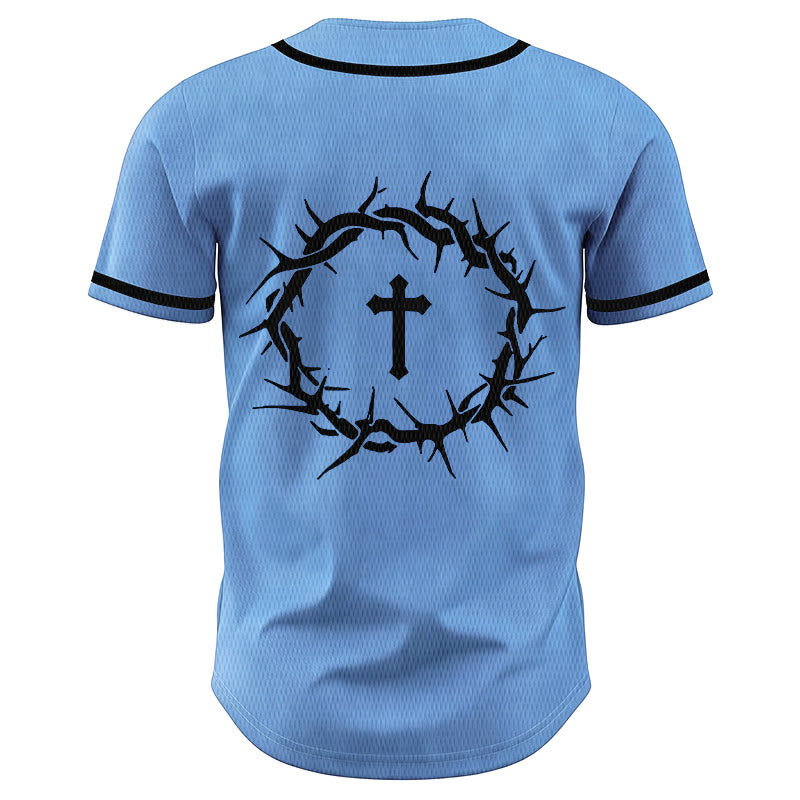 Christianartworkshop Faith Over Fear Deuteronomy 3:22 Crown of Thorns Cross Statement Baseball Jersey - image 48