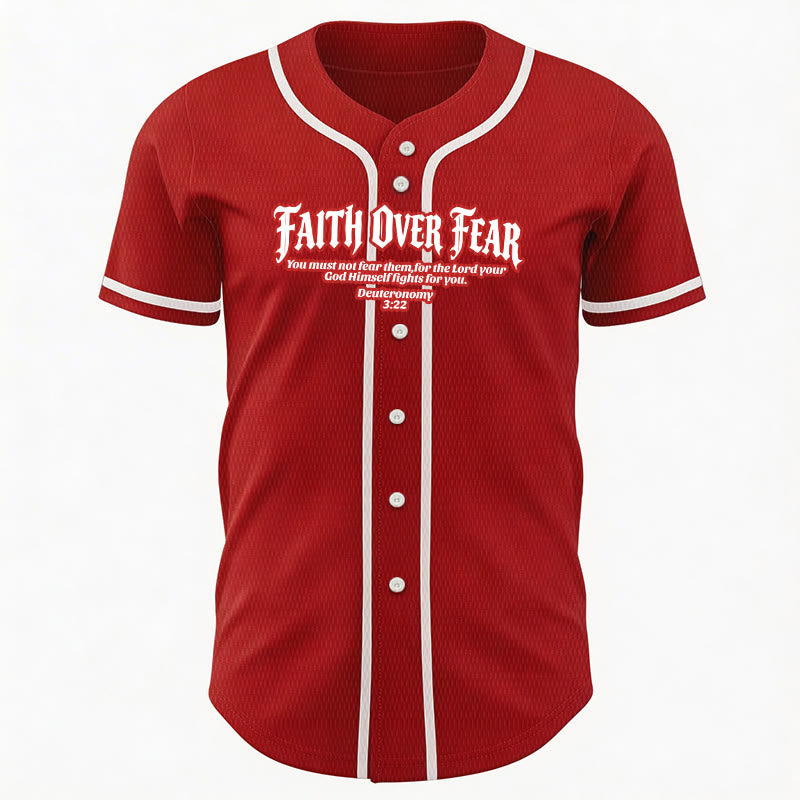 Christianartworkshop Faith Over Fear Deuteronomy 3:22 Crown of Thorns Cross Statement Baseball Jersey - image 31