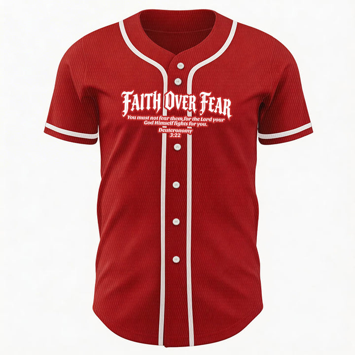 Christianartworkshop Faith Over Fear Deuteronomy 3:22 Crown of Thorns Cross Statement Baseball Jersey - image 31