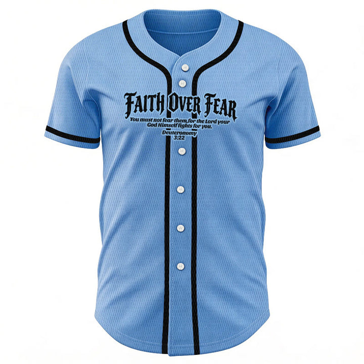 Christianartworkshop Faith Over Fear Deuteronomy 3:22 Crown of Thorns Cross Statement Baseball Jersey - image 45