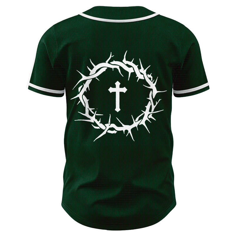 Christianartworkshop Faith Over Fear Deuteronomy 3:22 Crown of Thorns Cross Statement Baseball Jersey - image 55