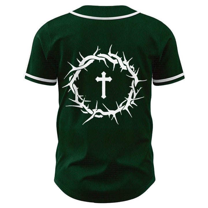 Christianartworkshop Faith Over Fear Deuteronomy 3:22 Crown of Thorns Cross Statement Baseball Jersey - image 55