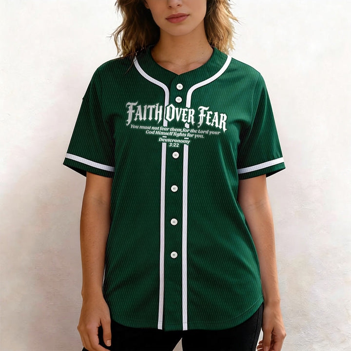 Christianartworkshop Faith Over Fear Deuteronomy 3:22 Crown of Thorns Cross Statement Baseball Jersey - image 51