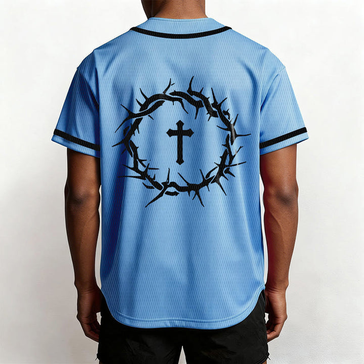 Christianartworkshop Faith Over Fear Deuteronomy 3:22 Crown of Thorns Cross Statement Baseball Jersey - image 46