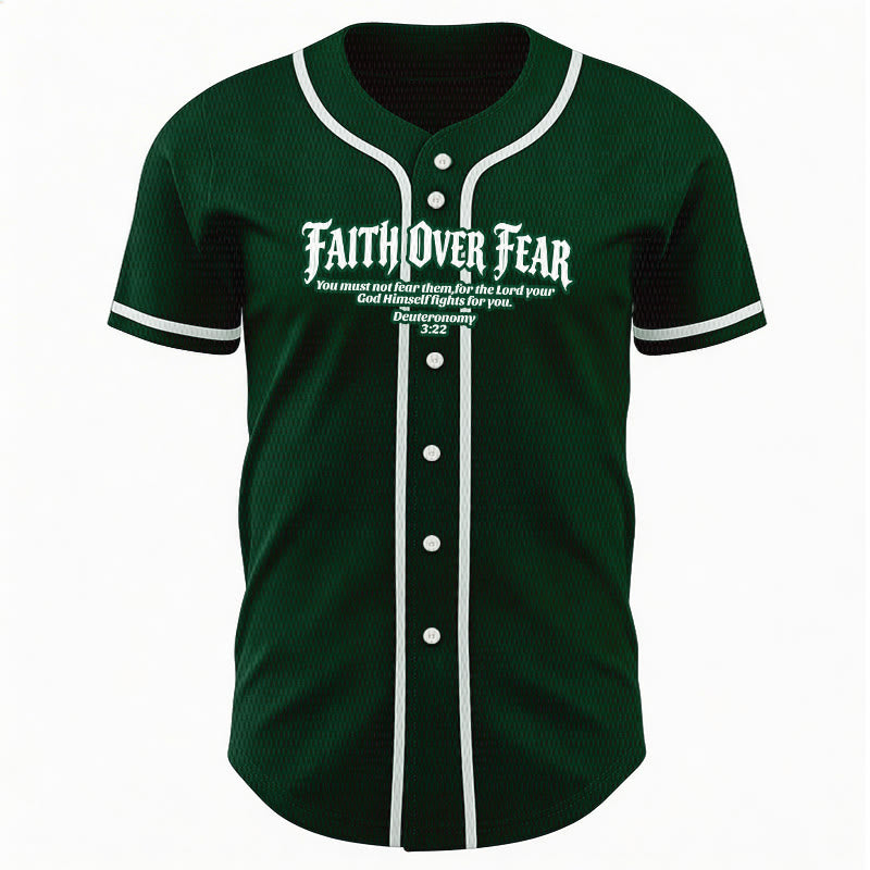 Christianartworkshop Faith Over Fear Deuteronomy 3:22 Crown of Thorns Cross Statement Baseball Jersey - image 52