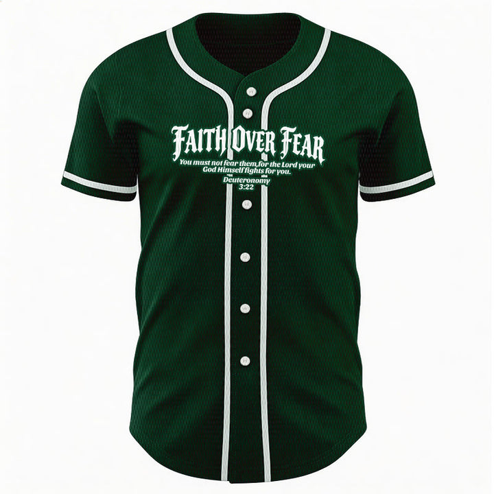 Christianartworkshop Faith Over Fear Deuteronomy 3:22 Crown of Thorns Cross Statement Baseball Jersey - image 52