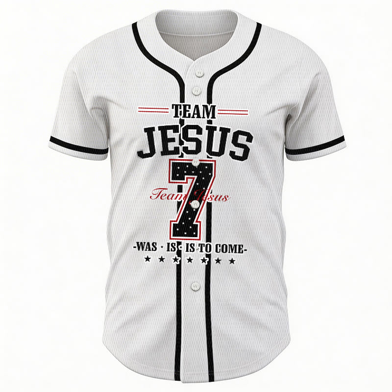 Christianartworkshop Team Jesus Was Is And Is To Come Custom Number 7 Baseball Jersey - image 3