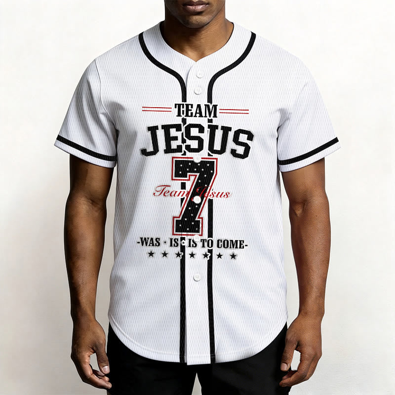Christianartworkshop Team Jesus Was Is And Is To Come Custom Number 7 Baseball Jersey - image 1
