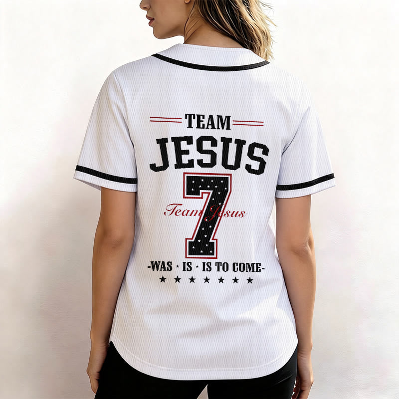 Christianartworkshop Team Jesus Was Is And Is To Come Custom Number 7 Baseball Jersey - image 4