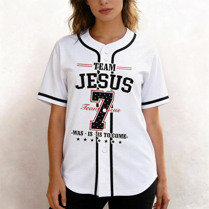 Christianartworkshop Team Jesus Was Is And Is To Come Custom Number 7 Baseball Jersey - image 2