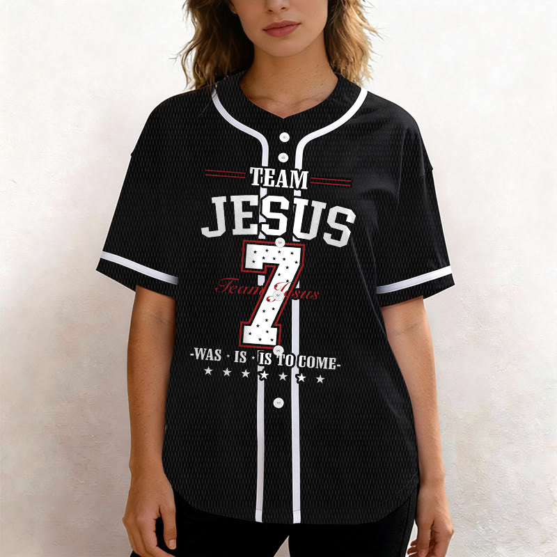 Christianartworkshop Team Jesus Was Is And Is To Come Custom Number 7 Baseball Jersey - image 9