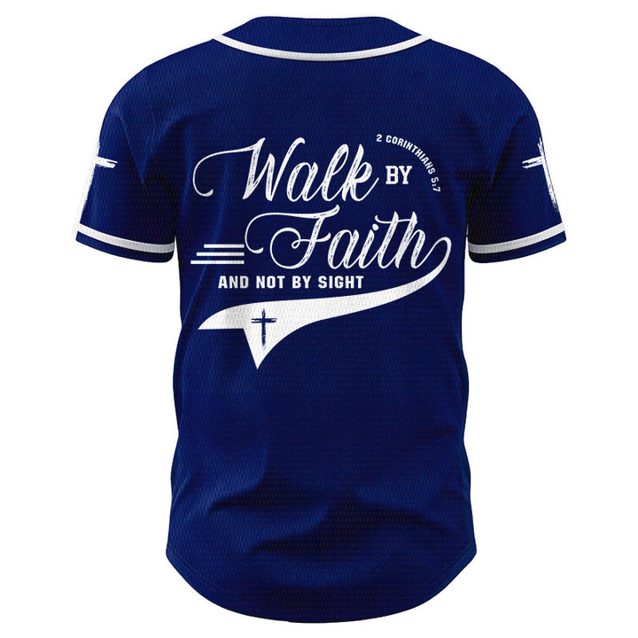 Christianartworkshop 2 Corinthians 5:7 “Walk By Faith And Not By Sight” Cross Statement Baseball Jersey - image 6