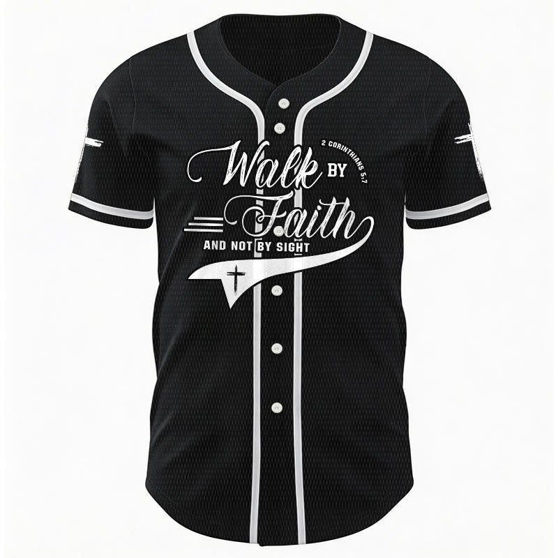 Christianartworkshop 2 Corinthians 5:7 “Walk By Faith And Not By Sight” Cross Statement Baseball Jersey - image 17