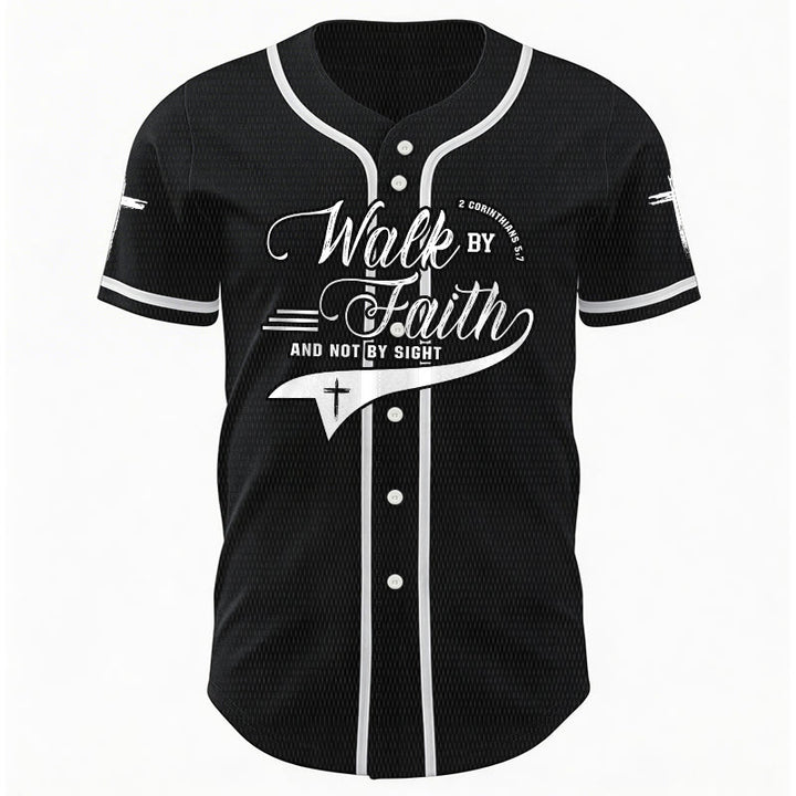 Christianartworkshop 2 Corinthians 5:7 “Walk By Faith And Not By Sight” Cross Statement Baseball Jersey - image 17