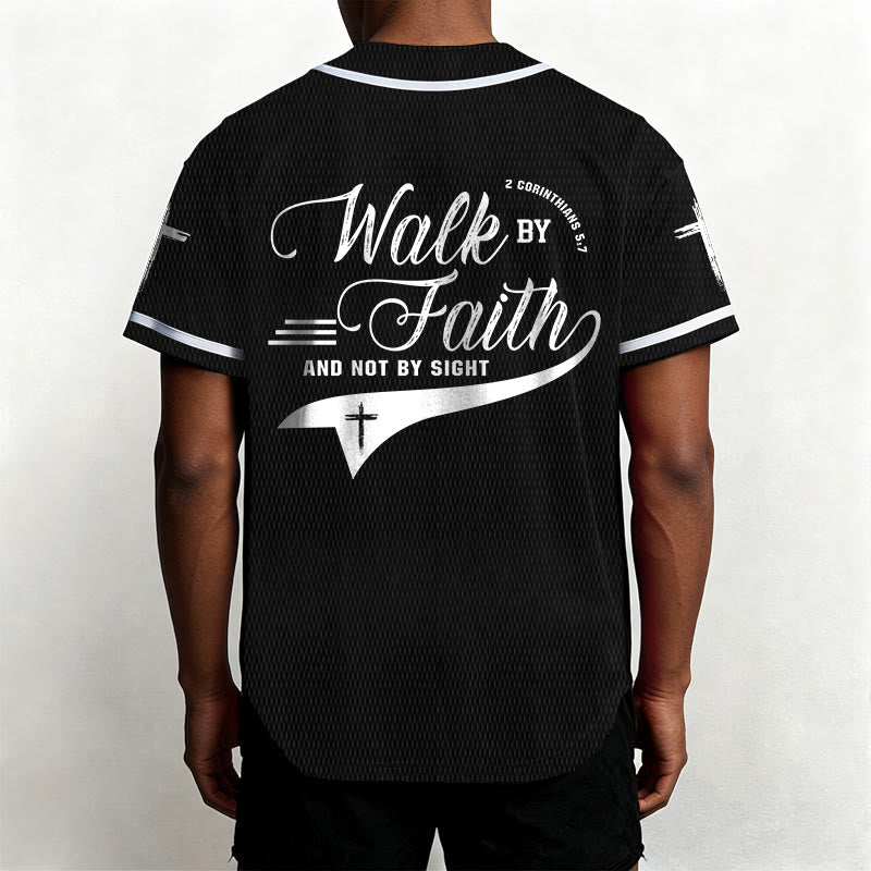 Christianartworkshop 2 Corinthians 5:7 “Walk By Faith And Not By Sight” Cross Statement Baseball Jersey - image 18