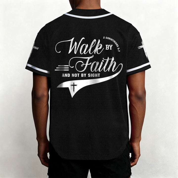 Christianartworkshop 2 Corinthians 5:7 “Walk By Faith And Not By Sight” Cross Statement Baseball Jersey - image 18