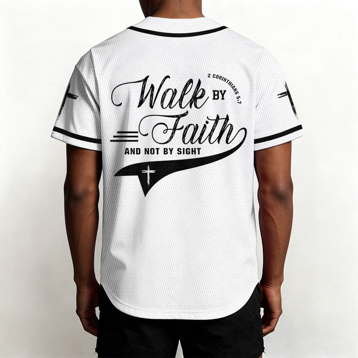 Christianartworkshop 2 Corinthians 5:7 “Walk By Faith And Not By Sight” Cross Statement Baseball Jersey - image 11