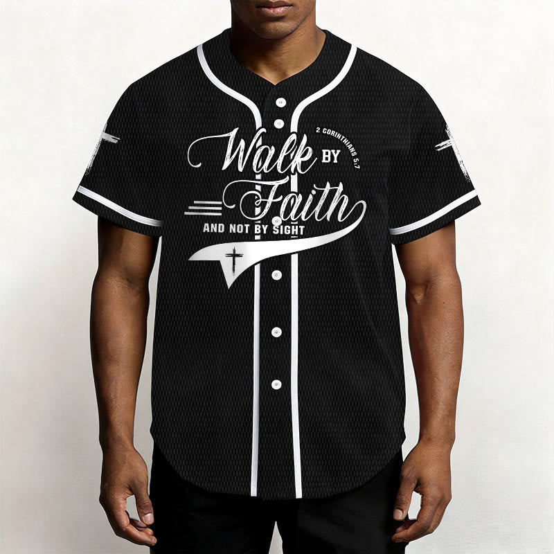Christianartworkshop 2 Corinthians 5:7 “Walk By Faith And Not By Sight” Cross Statement Baseball Jersey - image 15