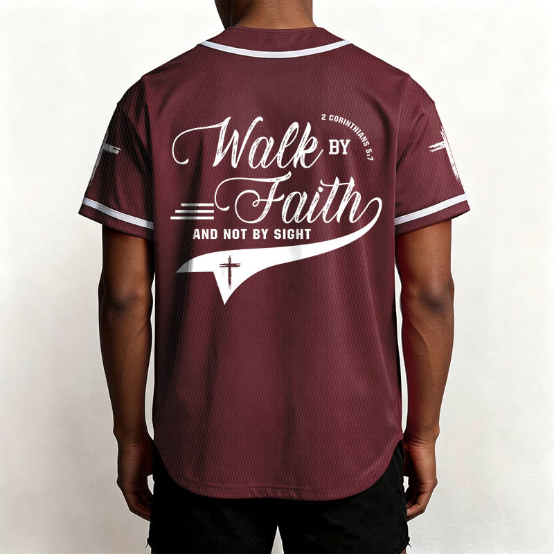 Christianartworkshop 2 Corinthians 5:7 “Walk By Faith And Not By Sight” Cross Statement Baseball Jersey - image 39