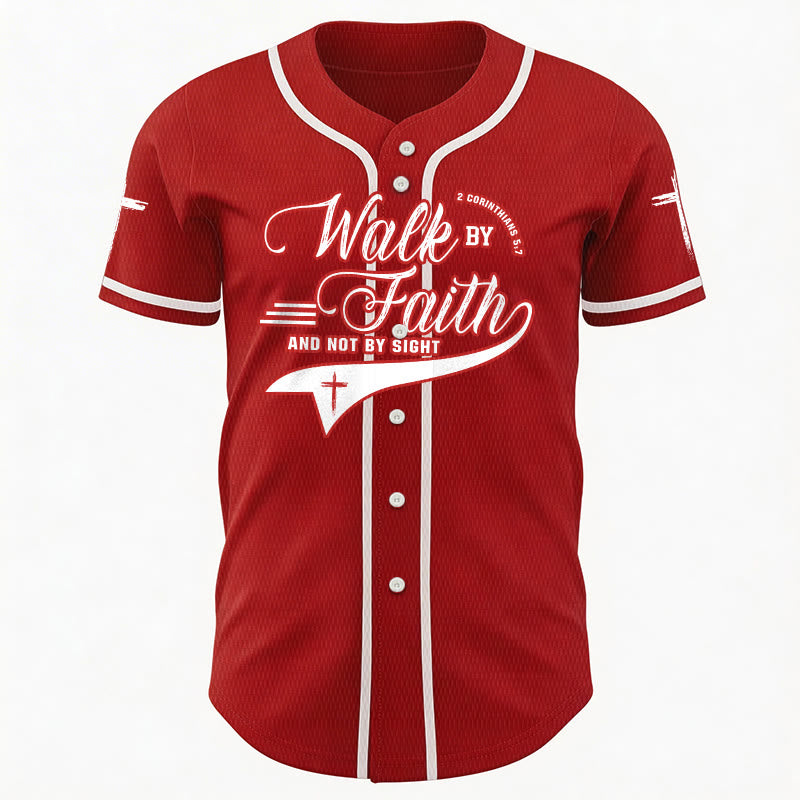 Christianartworkshop 2 Corinthians 5:7 “Walk By Faith And Not By Sight” Cross Statement Baseball Jersey - image 31