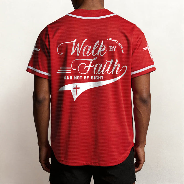 Christianartworkshop 2 Corinthians 5:7 “Walk By Faith And Not By Sight” Cross Statement Baseball Jersey - image 32