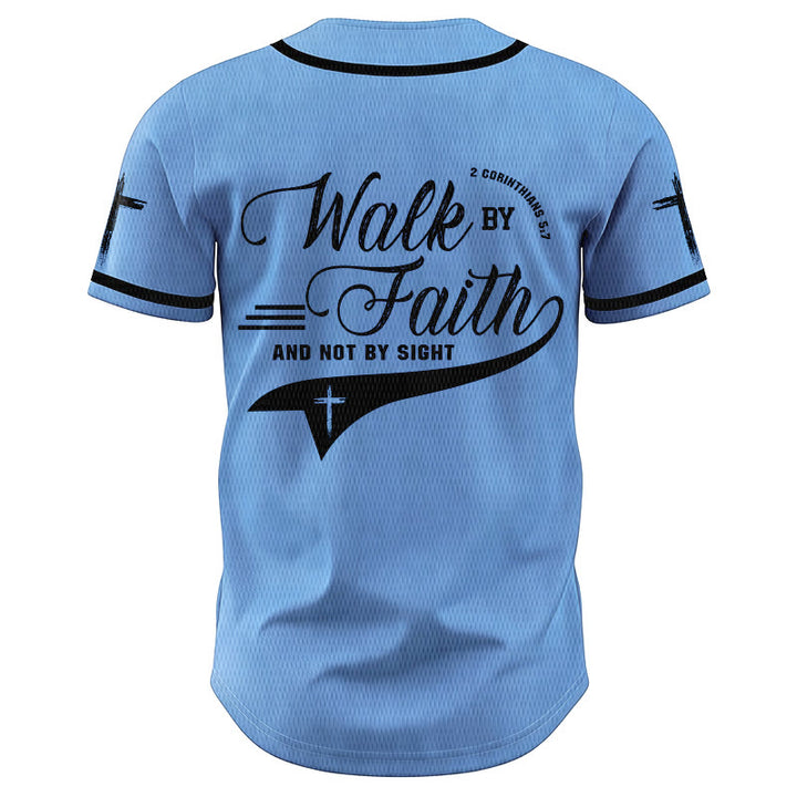 Christianartworkshop 2 Corinthians 5:7 “Walk By Faith And Not By Sight” Cross Statement Baseball Jersey - image 48