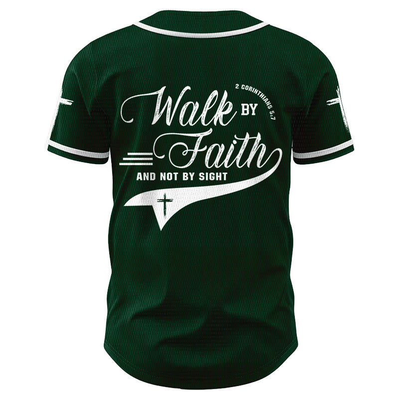 Christianartworkshop 2 Corinthians 5:7 “Walk By Faith And Not By Sight” Cross Statement Baseball Jersey - image 55