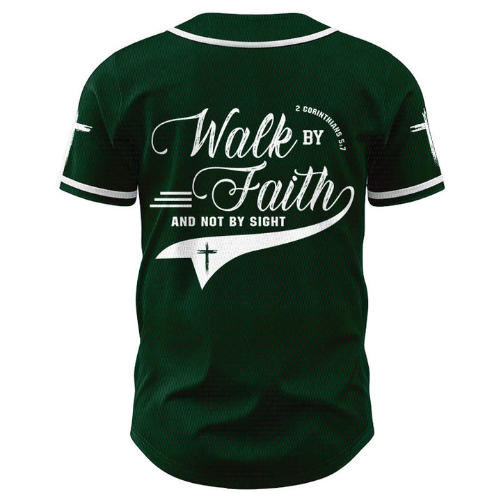 Christianartworkshop 2 Corinthians 5:7 “Walk By Faith And Not By Sight” Cross Statement Baseball Jersey - image 55