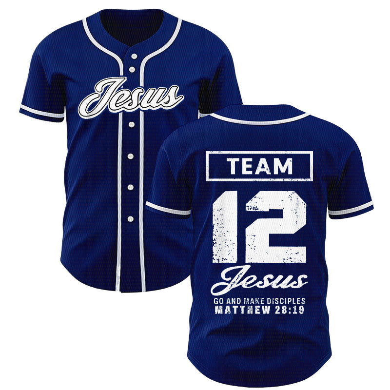 Christianartworkshop Team Jesus Matthew 28:19 Go And Make Disciples Unisex Baseball Jersey - Navy Blue - 5XL - image 0