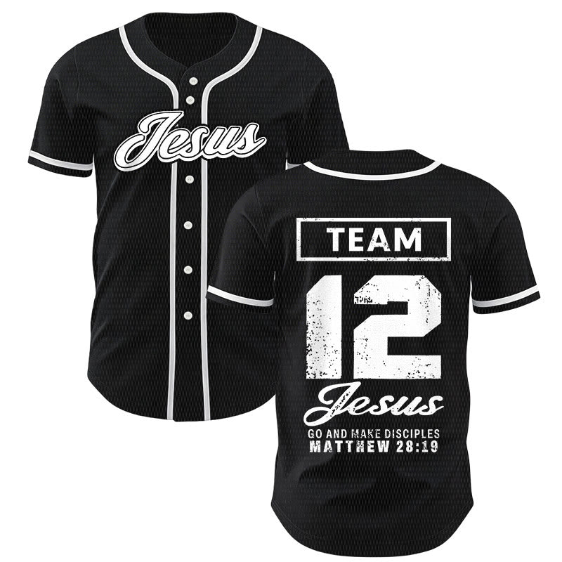 Christianartworkshop Team Jesus Matthew 28:19 Go And Make Disciples Unisex Baseball Jersey - Black - 5XL - image 14