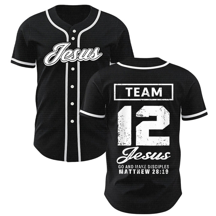 Christianartworkshop Team Jesus Matthew 28:19 Go And Make Disciples Unisex Baseball Jersey - Black - 5XL - image 14