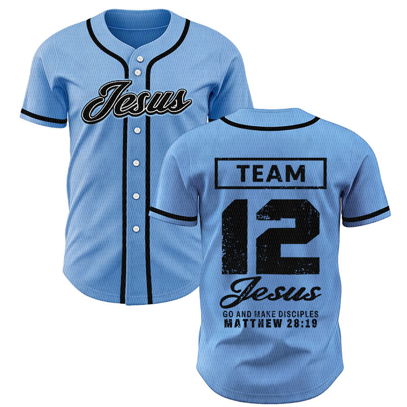 Christianartworkshop Team Jesus Matthew 28:19 Go And Make Disciples Unisex Baseball Jersey - Blue - 5XL - image 35