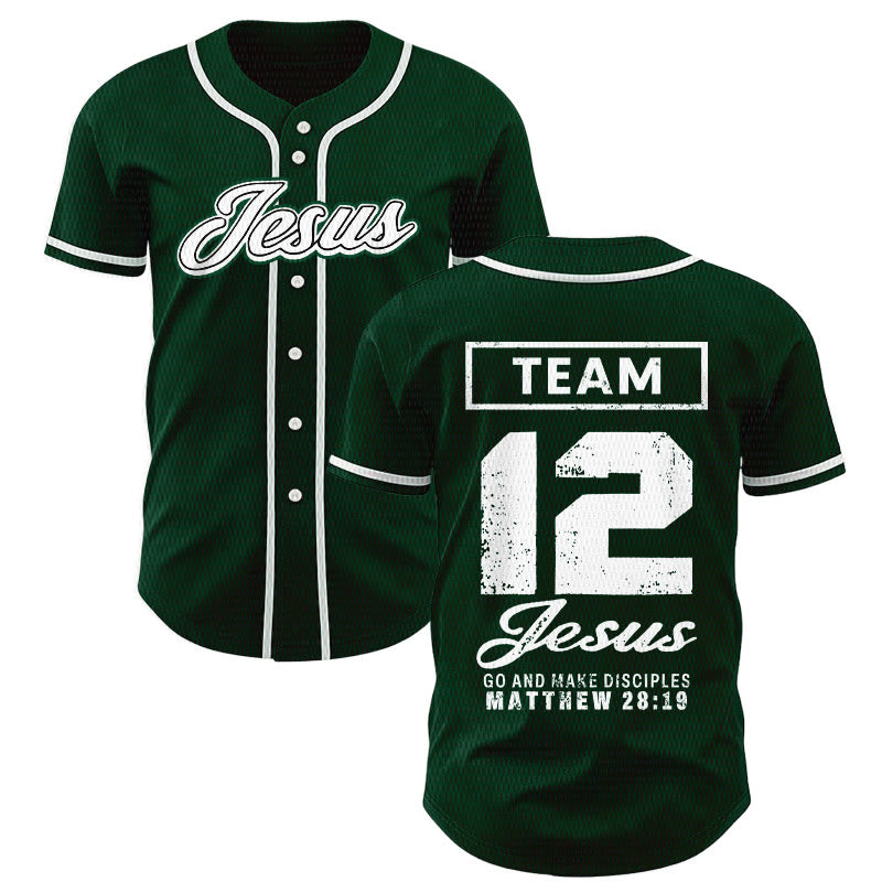 Christianartworkshop Team Jesus Matthew 28:19 Go And Make Disciples Unisex Baseball Jersey - Green - 5XL - image 42
