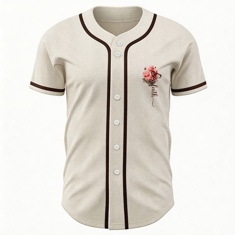 Christianartworkshop "Perhaps You Were Created For Such A Time As This" Esther 4:14 Peony Faith Print Button-Up Baseball Jersey - image 17