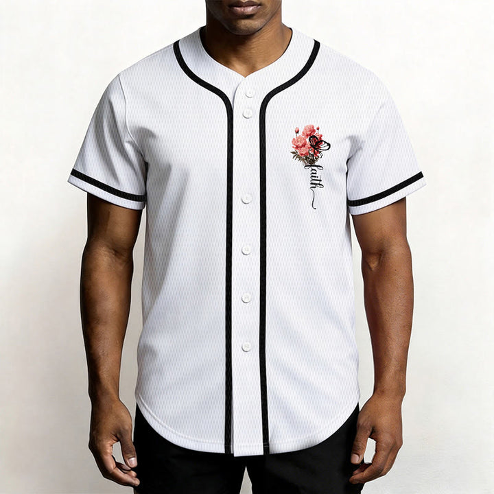 Christianartworkshop "Perhaps You Were Created For Such A Time As This" Esther 4:14 Peony Faith Print Button-Up Baseball Jersey - image 1