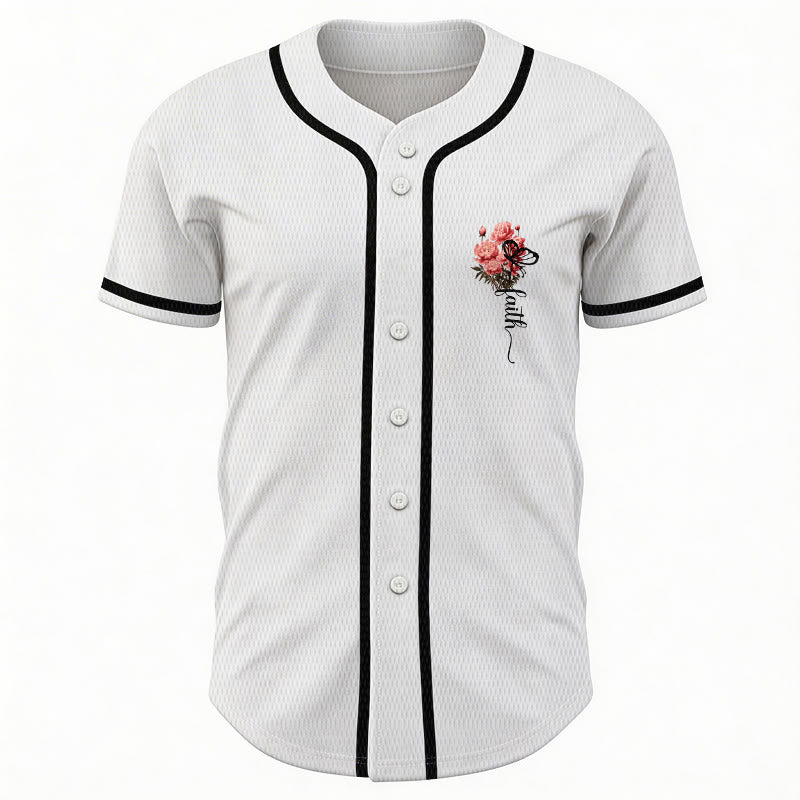 Christianartworkshop "Perhaps You Were Created For Such A Time As This" Esther 4:14 Peony Faith Print Button-Up Baseball Jersey - image 3