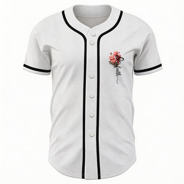 Christianartworkshop "Perhaps You Were Created For Such A Time As This" Esther 4:14 Peony Faith Print Button-Up Baseball Jersey - image 3