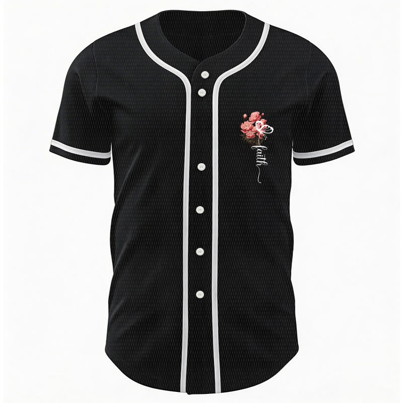 Christianartworkshop "Perhaps You Were Created For Such A Time As This" Esther 4:14 Peony Faith Print Button-Up Baseball Jersey - image 10