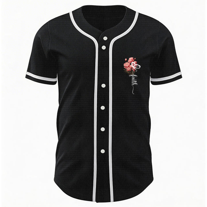 Christianartworkshop "Perhaps You Were Created For Such A Time As This" Esther 4:14 Peony Faith Print Button-Up Baseball Jersey - image 10