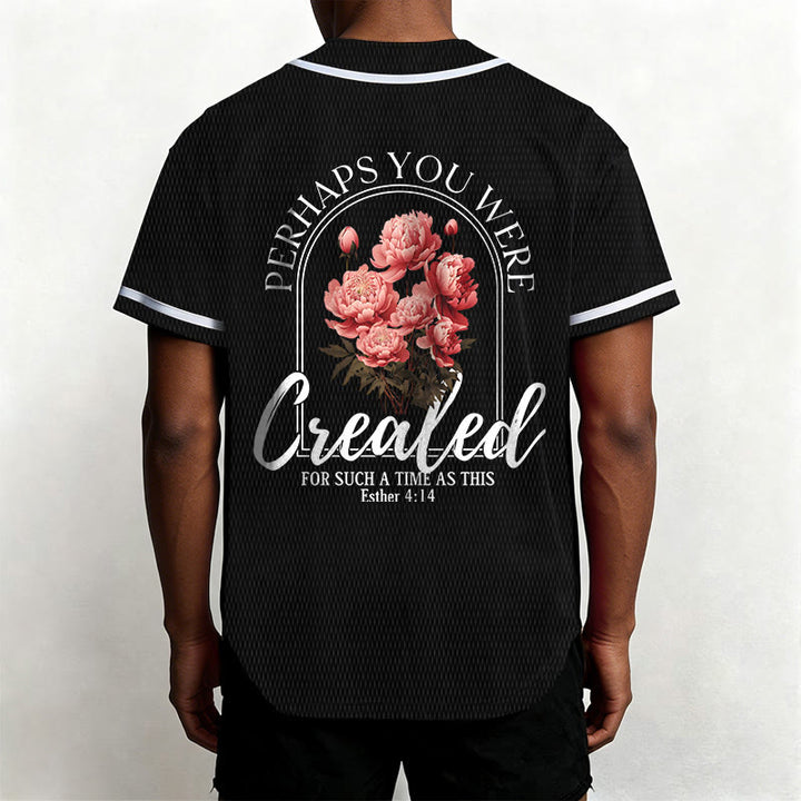 Christianartworkshop "Perhaps You Were Created For Such A Time As This" Esther 4:14 Peony Faith Print Button-Up Baseball Jersey - image 11