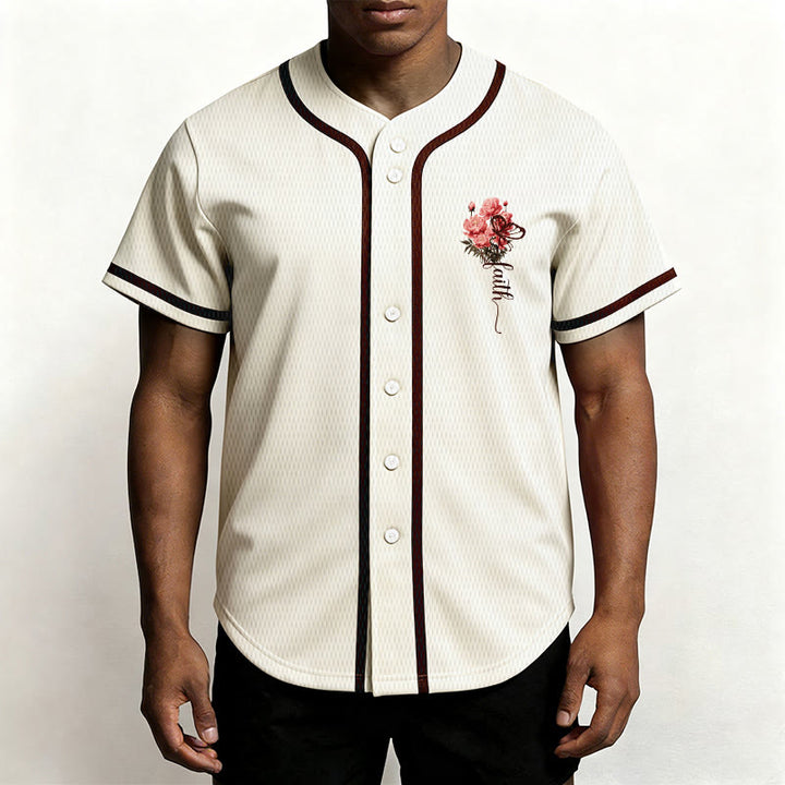 Christianartworkshop "Perhaps You Were Created For Such A Time As This" Esther 4:14 Peony Faith Print Button-Up Baseball Jersey - image 15