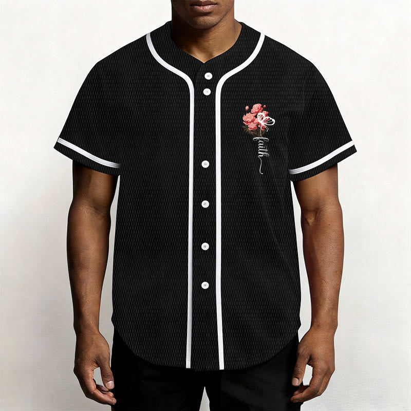 Christianartworkshop "Perhaps You Were Created For Such A Time As This" Esther 4:14 Peony Faith Print Button-Up Baseball Jersey - image 8