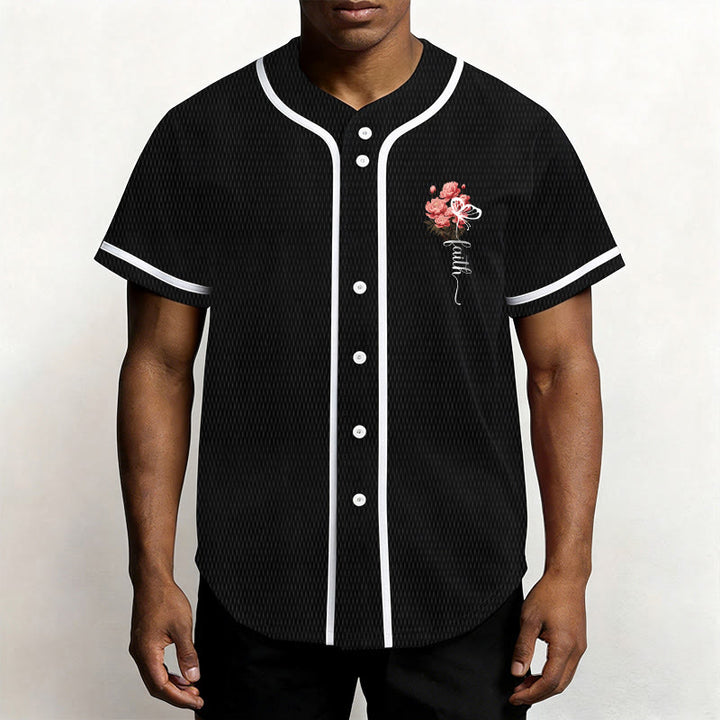 Christianartworkshop "Perhaps You Were Created For Such A Time As This" Esther 4:14 Peony Faith Print Button-Up Baseball Jersey - image 8