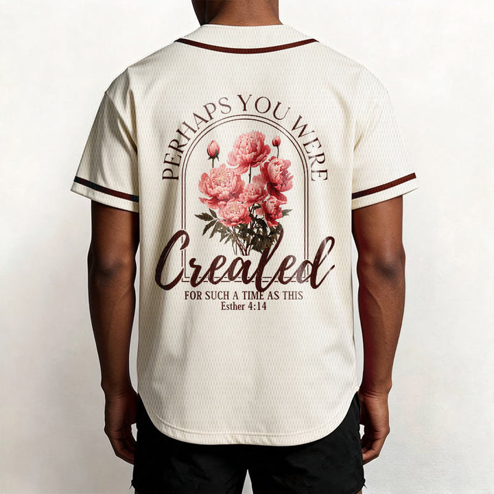 Christianartworkshop "Perhaps You Were Created For Such A Time As This" Esther 4:14 Peony Faith Print Button-Up Baseball Jersey - image 18