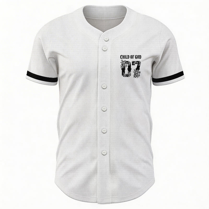Christianartworkshop "Child Of God" Floral Filled Number 07 Button-Up Baseball Jersey - image 10